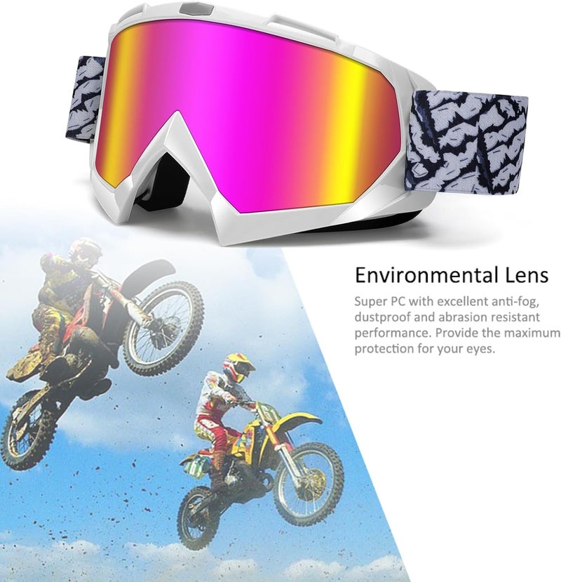 4-FQ Dirt Bike ATV Goggles Motorcycle Gear Motocross Dirtbike Riding Racing Glasses MX Accessories Helmet Goggles for Men Women Youth UV400 Protection Dust-proof Anti-Scratch Impact Resistant - Image 5